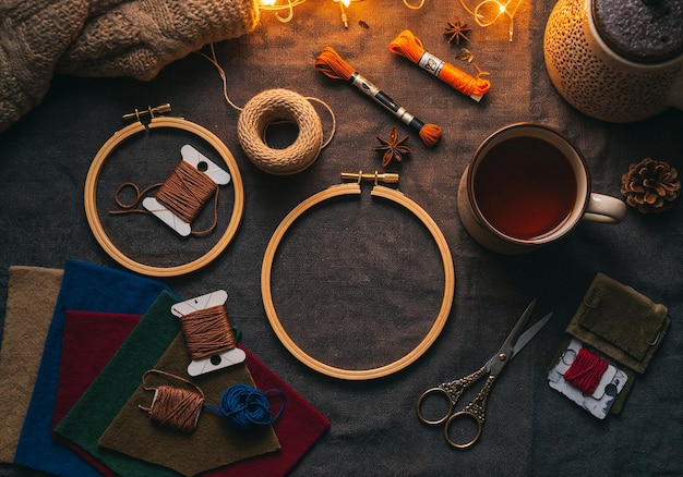 Kolekcja nici i tamborków